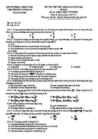 Đề minh họa kì thi Tốt nghiệp THPT theo hướng tinh giản Khoa học tự nhiên - Phần: Vật lí - Đề số 5 - Năm học 2020 (Có đáp án)