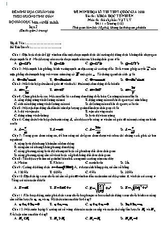 Đề minh học kì thi THPT Quốc gia theo hướng tinh giản Khoa học tự nhiên - Phần: Vật lí - Lần 2 - Đề 11 - Năm học 2020