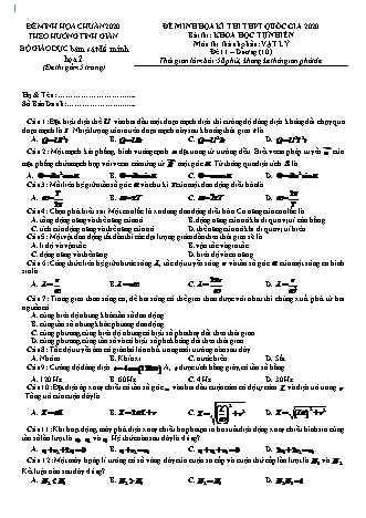 Đề minh học kì thi THPT Quốc gia theo hướng tinh giản Khoa học tự nhiên - Phần: Vật lí - Đề 11 - Năm học 2020 (Có đáp án)