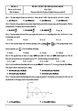 Đề ôn luyện THPT Quốc gia môn Vật lí mức độ dễ - Đề số 13 (Có đáp án)