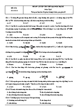 Đề ôn luyện THPT Quốc gia môn Vật lí mức độ dễ - Đề số 6 (Có đáp án)