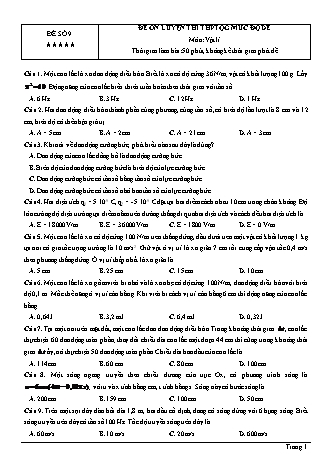 Đề ôn luyện THPT Quốc gia môn Vật lí mức độ dễ - Đề số 9 (Có đáp án)