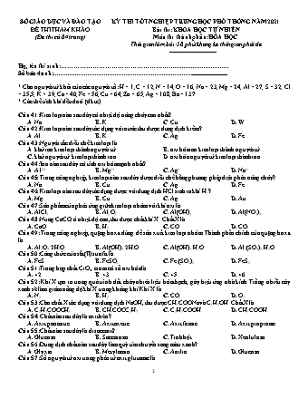 Đề tham khảo kì thi Tốt nghiệp THPT Khoa học tự nhiên - Phần: Hóa học - Năm học 2021 (Có đáp án)
