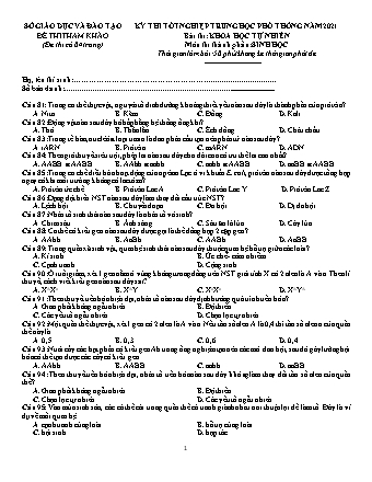 Đề tham khảo kì thi Tốt nghiệp THPT Khoa học tự nhiên - Phần: Sinh học - Năm học 2021 (Có đáp án)