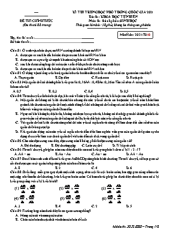 Đề thi chính thức kì thi THPT Quốc gia Khoa học tự nhiên - Phần: Sinh học - Mã đề: T10 - Năm học 2021 (Có đáp án)