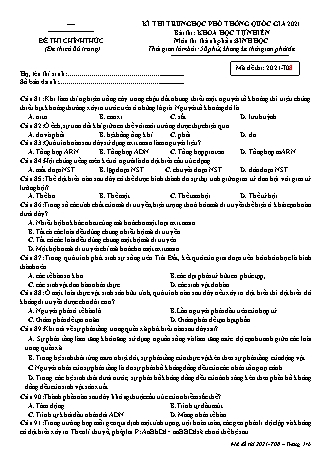 Đề thi chính thức kì thi THPT Quốc gia Khoa học tự nhiên - Phần: Sinh học - Mã đề: T08 - Năm học 2021 (Có đáp án)