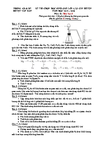 Đề thi học sinh giỏi cấp huyện Hóa học Lớp 8 - Năm học 2019-2020 - Phòng giáo dục và đào tạo huyện Văn Bàn (Có đáp án)