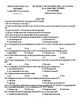 Đề thi khảo sát chất lượng Khoa học tự nhiên Lớp 12 - Phần: Sinh học - Lần 2 - Năm học 2021 - Trường THPT chuyên Lam Sơn (Có đáp án)