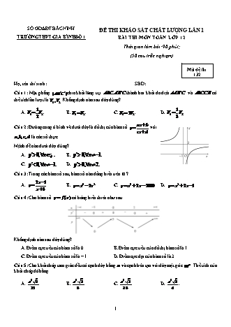 Đề thi khảo sát chất lượng môn Toán Lớp 12 - Lần 1 - Mã đề: 132 - Năm học 2020-2021 - Trường THPT Gia Bình số 1 (Có đáp án)