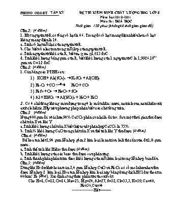 Đề thi kiểm định chất lượng học sinh giỏi Hóa học Lớp 8 - Năm học 2010-2011 - Phòng giáo dục và đào tạo Tân Kỳ (Có đáp án)