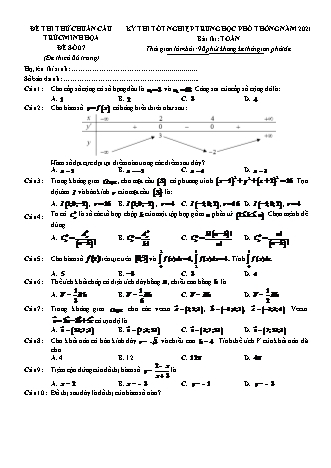 Đề thi thử chuẩn cấu trúc minh họa kì thi Tốt nghiệp THPT môn Toán - Đề số 7 - Năm học 2020-2021 (Có đáp án)