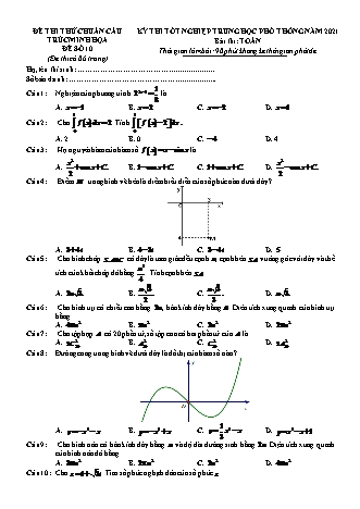 Đề thi thử chuẩn cấu trúc minh họa kì thi Tốt nghiệp THPT môn Toán - Đề số 10 - Năm học 2020-2021 (Có đáp án)