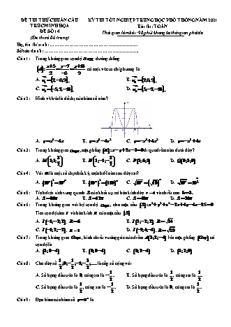 Đề thi thử chuẩn cấu trúc minh họa kì thi Tốt nghiệp THPT môn Toán - Đề số 14 - Năm học 2020-2021 (Có đáp án)