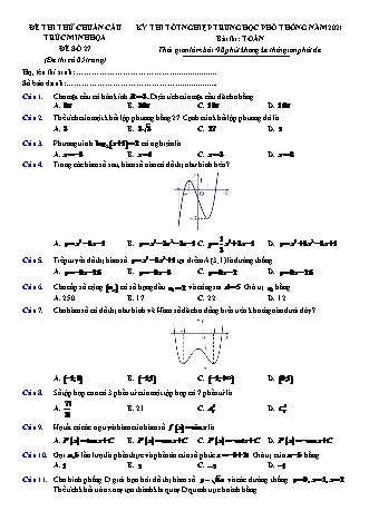 Đề thi thử chuẩn cấu trúc minh họa kì thi Tốt nghiệp THPT môn Toán - Đề số 27 - Năm học 2020-2021 (Có đáp án)