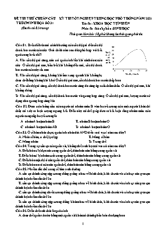 Đề thi thử kì thi Tốt nghiệp THPT Khoa học tự nhiên - Phần: Sinh học - Đề số 31 - Năm học 2021 (Có đáp án)