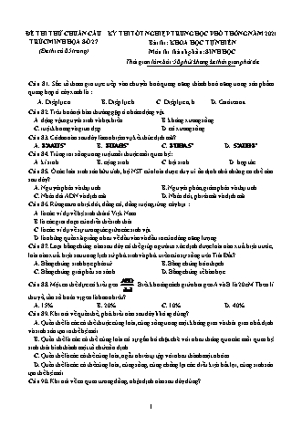 Đề thi thử kì thi Tốt nghiệp THPT Khoa học tự nhiên - Phần: Sinh học - Đề số 27 - Năm học 2021 (Có đáp án)