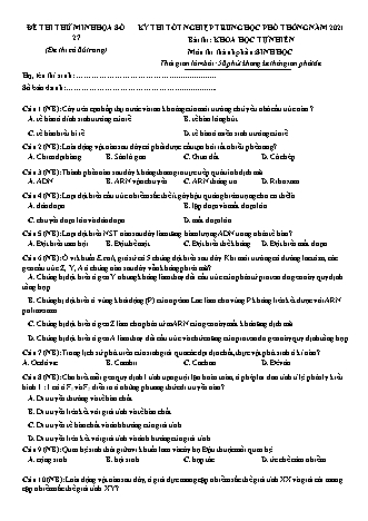 Đề thi thử kì thi Tốt nghiệp THPT Khoa học tự nhiên - Phần: Sinh học - Đề số 25 - Năm học 2021 (Có đáp án)