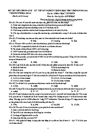 Đề thi thử kì thi Tốt nghiệp THPT Khoa học tự nhiên - Phần: Sinh học - Đề số 36 - Năm học 2021 (Có đáp án)