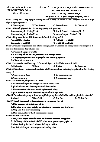 Đề thi thử kì thi Tốt nghiệp THPT Khoa học tự nhiên - Phần: Sinh học - Đề số 10 - Năm học 2021 (Có đáp án)