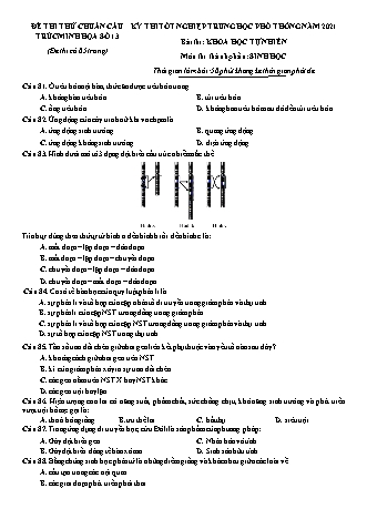 Đề thi thử kì thi Tốt nghiệp THPT Khoa học tự nhiên - Phần: Sinh học - Đề số 13 - Năm học 2021 (Có đáp án)