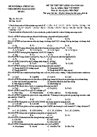 Đề thi thử THPT Quốc gia Khoa học tự nhiên - Phần: Hóa học - Đề số 1 - Năm học 2021 (Có đáp án)