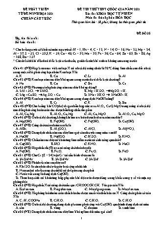 Đề thi thử THPT Quốc gia Khoa học tự nhiên - Phần: Hóa học - Đề số 35 - Năm học 2021 (Có đáp án)