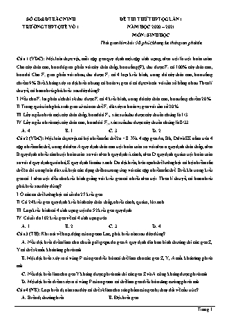 Đề thi thử THPT Quốc gia môn Sinh học - Lần 1 - Năm học 2020-2021 - Trường THPT Quế Võ 1 (Có đáp án)