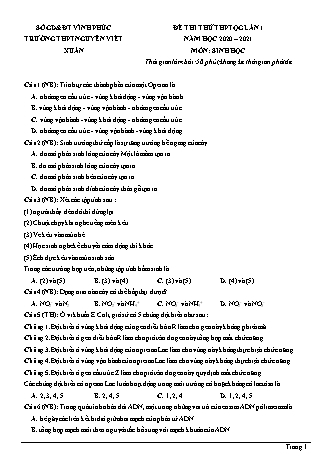Đề thi thử THPT Quốc gia môn Sinh học - Lần 1 - Năm học 2020-2021 - Trường THPT Nguyễn Viết Xuân (Có đáp án)