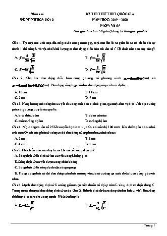 Đề thi thử THPT Quốc gia môn Vật lí - Đề 10 - Năm học 2019-2020 (Có đáp án)