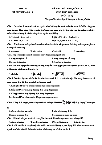 Đề thi thử THPT Quốc gia môn Vật lí - Đề 13 - Năm học 2019-2020 (Có đáp án)