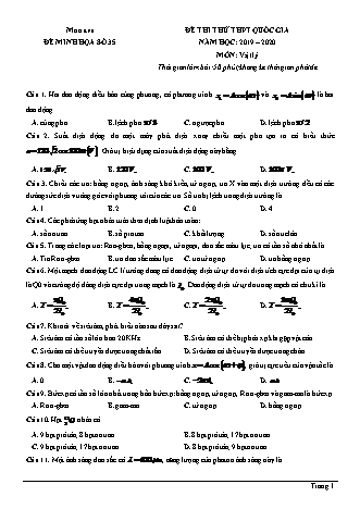 Đề thi thử THPT Quốc gia môn Vật lí - Đề 35 - Năm học 2019-2020 (Có đáp án)