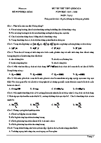 Đề thi thử THPT Quốc gia môn Vật lí - Đề 5 - Năm học 2019-2020 (Có đáp án)