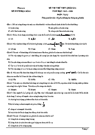 Đề thi thử THPT Quốc gia môn Vật lí - Đề 6 - Năm học 2019-2020 (Có đáp án)