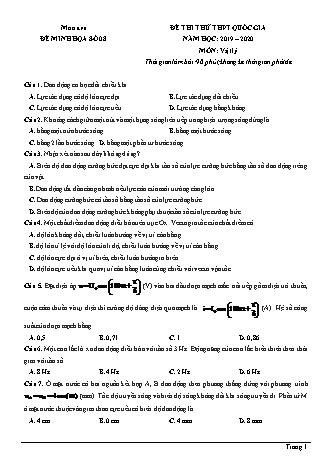 Đề thi thử THPT Quốc gia môn Vật lí - Đề 8 - Năm học 2019-2020 (Có đáp án)