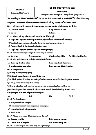 Đề thi thử THPT Quốc gia môn Vật lí - Đề số 1 - Năm học 2020 - Đỗ Ngọc Hà (Có đáp án)