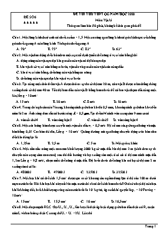 Đề thi thử THPT Quốc gia môn Vật lí - Đề số 6 - Năm học 2020 (Có đáp án)