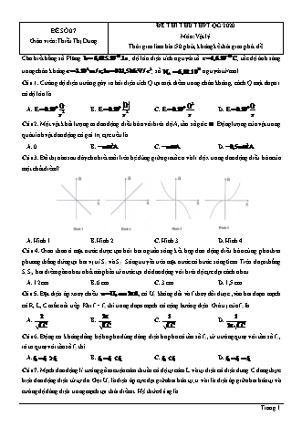 Đề thi thử THPT Quốc gia môn Vật lí - Đề số 7 - Năm học 2020 - Thiều Thị Dung (Có đáp án)