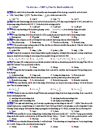 Đề thi thử THPT Quốc gia môn Vật lí - Lần 1 - Mã đề: 132 - Năm học 2020-2021 - Trường THPT Lý Thái Tổ (Có đáp án)