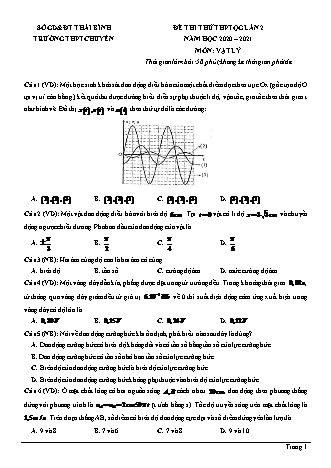 Đề thi thử THPT Quốc gia môn Vật lí - Lần 2 - Năm học 2020-2021 - Trường THPT chuyên Thái Bình (Có đáp án)