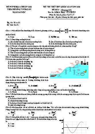 Đề thi thử THPT Quốc gia theo hướng tinh giản Khoa học tự nhiên - Phần: Vật lí - Lần 1 - Đề số 3 - Năm học 2020 (Có đáp án)