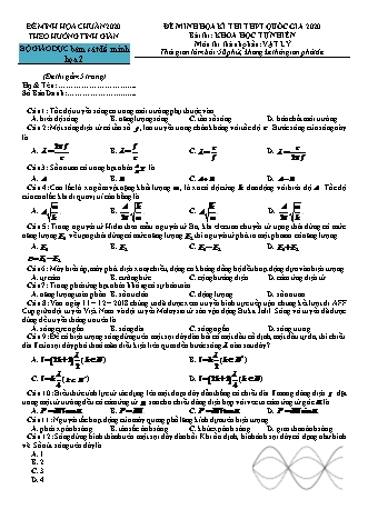 Đề thi thử THPT Quốc gia theo hướng tinh giản Khoa học tự nhiên - Phần: Vật lí - Lần 2 - Đề số 14 - Năm học 2020 (Có đáp án)