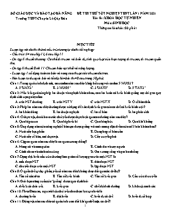 Đề thi thử Tốt nghiệp THPT Khoa học tự nhiên - Phần: Sinh học - Lần 1 - Năm học 2021 - Trường THPT chuyên Lê Qúy Đôn (Có đáp án)