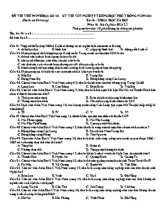 Đề thi thử Tốt nghiệp THPT Khoa học xã hội - Môn: Địa lí - Đề số 20 - Năm học 2021 (Có đáp án)