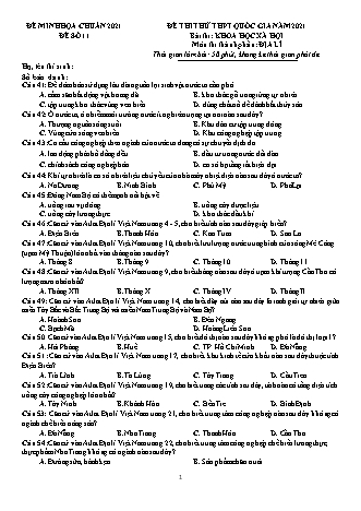 Đề thi thử Tốt nghiệp THPT Khoa học xã hội - Môn: Địa lí - Đề số 11 - Năm học 2021 (Có đáp án)
