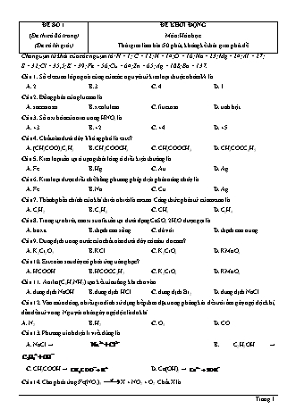 Đề thi thử Tốt nghiệp THPT môn Hóa học theo mức độ - Đề số 1 - Năm học 2020-2021 (Có đáp án)