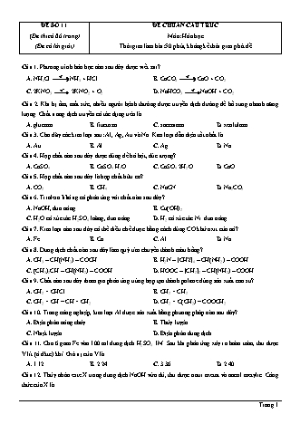 Đề thi thử Tốt nghiệp THPT môn Hóa học theo mức độ - Đề số 11 - Năm học 2020-2021 (Có đáp án)