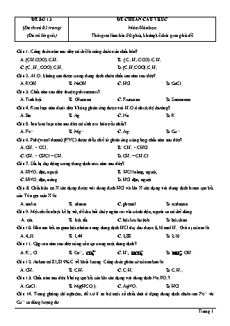 Đề thi thử Tốt nghiệp THPT môn Hóa học theo mức độ - Đề số 13 - Năm học 2020-2021 (Có đáp án)
