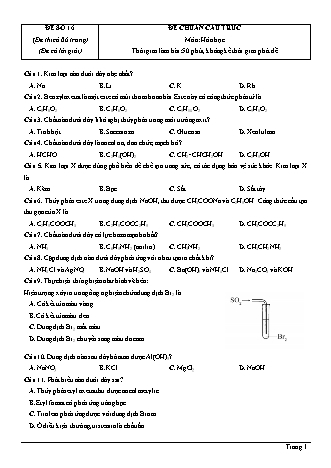 Đề thi thử Tốt nghiệp THPT môn Hóa học theo mức độ - Đề số 16 - Năm học 2020-2021 (Có đáp án)