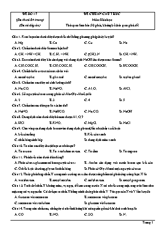 Đề thi thử Tốt nghiệp THPT môn Hóa học theo mức độ - Đề số 17 - Năm học 2020-2021 (Có đáp án)