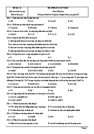 Đề thi thử Tốt nghiệp THPT môn Hóa học theo mức độ - Đề số 18 - Năm học 2020-2021 (Có đáp án)